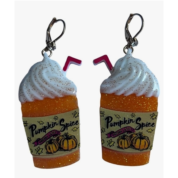 🏷 CLEARANCE! Betsey Johnson Pumpkin Spice Latte Drop Earrings - Picture 2 of 9